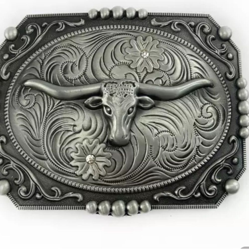 Cowboy Belt Buckle with 2 rhinestones